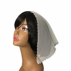 Ivory Net Triangle Half Circle Scalloped Trim Scarf Nakidka Kosinski