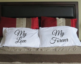 Romantic Pillow Cases, Couples Pillow cases, His Hers Pillow Cases, Wedding Anniversary Pillowcase, Matching Pillow Case Sets - Personalized