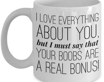 Boobies Mug - Sexy Valentines Day Gift for Her - Naughty Wife Mugs - Funny Gift for Girlfriend - Anniversary, Couples, Birthday Adult Humor