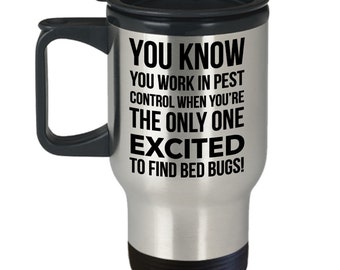 害虫駆除マグカップ｜トコジラミマグカップ｜害虫駆除作業員へのギフト｜昆虫学者、昆虫学、昆虫コーヒー｜害虫駆除業者へのギフト｜面白いトラベルマグ