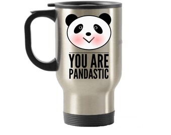 パンダフェイス ハンドル付きトラベルマグ | ベストフレンド | コーヒー | 女性へのパンダギフト | パンダベア | かわいい誕生日 | 断熱トラベルタンブラー