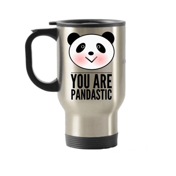 Panda Face Travel Mug with Handle | Best Friend | Coffee | Panda Gifts for Women | Panda Bear | Cute Birthday | Insulated Travel Tumbler