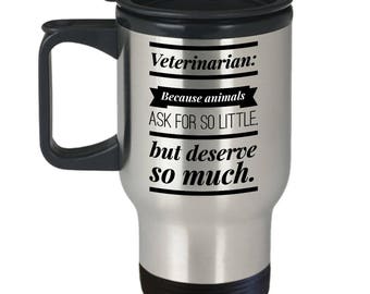 獣医トラベルマグ - 獣医 DVM ギフトマグ - 獣医卒業 - 獣医マグ - ありがとう - 学生男性ママパーソナライズ