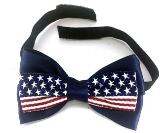 USA Colors Bowtie Men's Ladies American Flag Adjustable Elastic,Costume, Hook & loop Clasp, Parades,Work, Football, Political Event Go Vote!