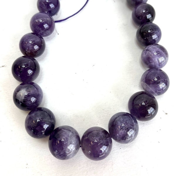 3er-Pack 18mm Amethyst AA Große runde glatte Perlen 16" Strang, ideal zum Fädeln oder Anziehen von Ketten. Do It Yourself, DIY!