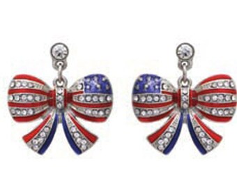 USA Crystal Colors Back to School Masct Football Game Day! Rode, witte, blauwe strik oren, Old Glory, show American pride, werk, STEM!