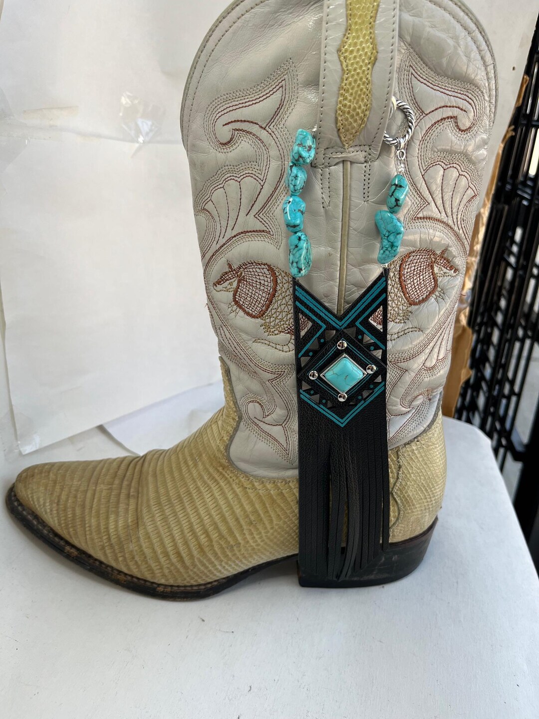 2pc Set Long Boot Loop Pull up Jewelry Charm Decoration, With Turquoise ...