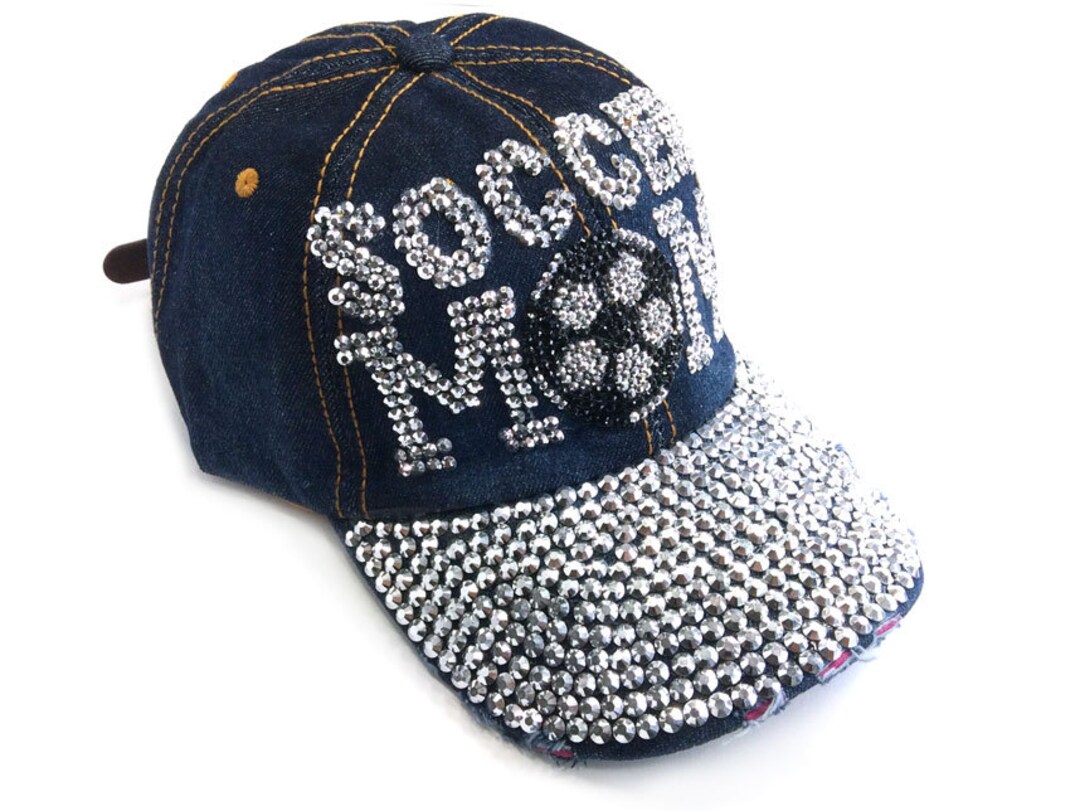 Soccer Mom Crystal Denim Cap Shows Support for Your Child as Etsy