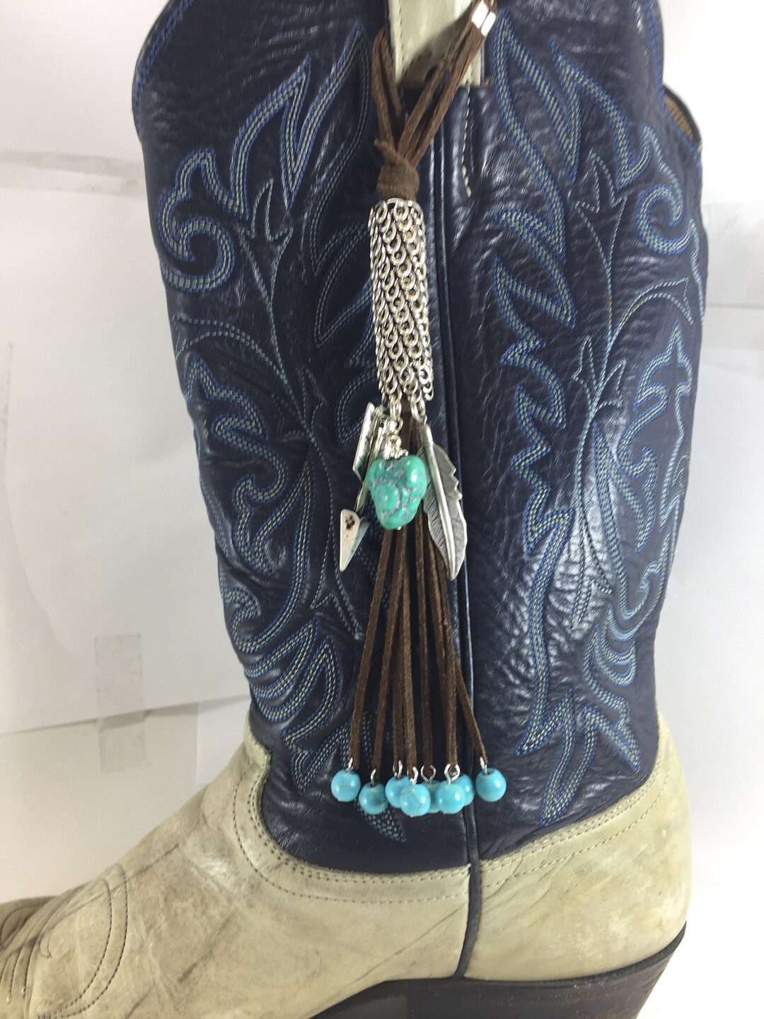 2pcs Boot Loop Pull up Feather Arrow Turquoise Accessory, Heavy Chain ...