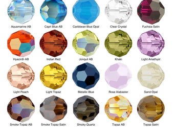 25 stuks Swarovski 6 mm ronde echte authentieke Oostenrijkse kristalkralen, doe-het-zelf!!! Zelfbouw!!! Schoolkleuren, organisatiekleuren