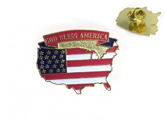 USA American Flag Collar Pin Tie Tack, Clutch Back, Stars