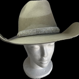 Large Hat Band Clear Crystals Across Front of Hat Band, Stretchy cording inBack, Fits Male/Female Hats, Bling It Out!  Rodeos, Parades! Boho