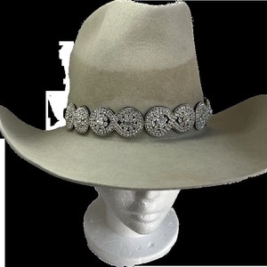 Hat Band Round Large Crystal inlay circles on Hat Band, stretches to any size, male1female had band, Go Flash, and let them see you coming!