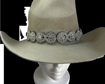 Hat Band Round Large Crystal inlay circles on Hat Band, stretches to any size, male1female had band, Go Flash, and let them see you coming!