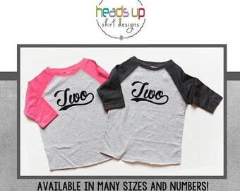 Twins Two Birthday Shirts Raglan Boy/Girl - 2 Birthday tshirt Twin Boy/Girl - Second Bday Twins - 2nd Birthday - Trendy Sports Raglan Tees