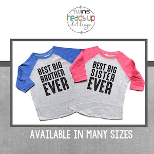 Big Brother Big Sister Twin Camisas - Twin Mejor Hermano Mayor / Hermana Ever Twins Nuevo Hermano Raglan camisetas Niños - Baby Annoucement Toddler Gift