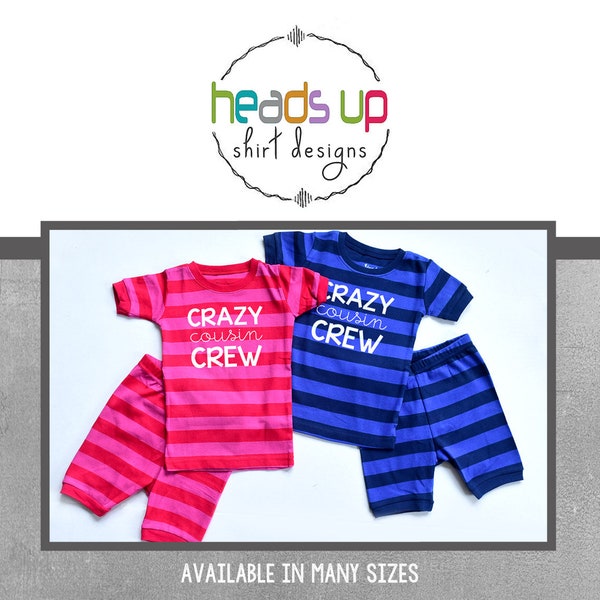 Matching Crazy Cousin Crew Summer Pajamas - Boy or Girl Kids PJs Family Reunion - Trendy Grandchildren Gift Cousins - New Baby Gift Cousin