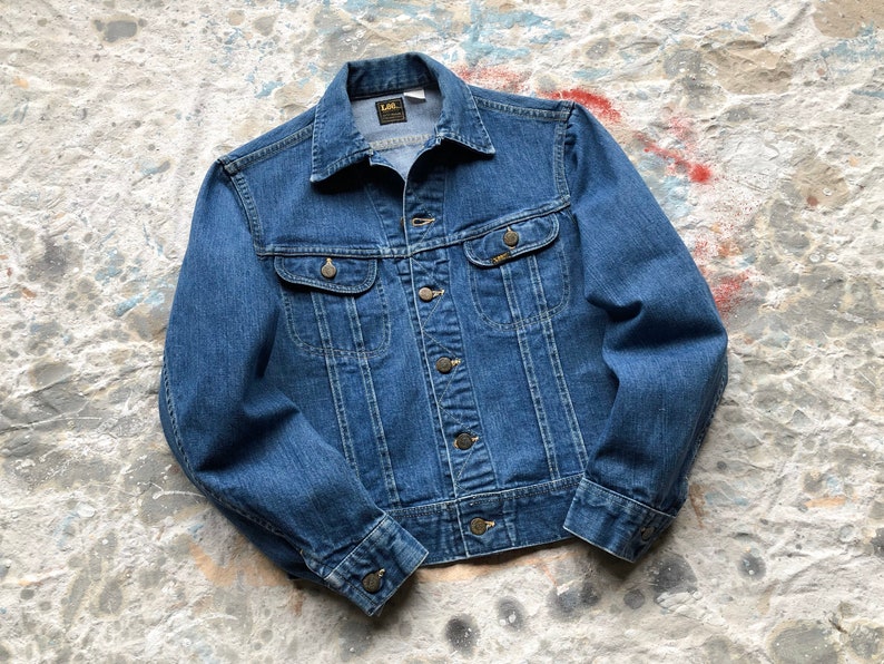 Perfectly Faded Two Pocket USA Cotton Denim Women/'s Small Men/'s XS 70s Lee Jean Jacket