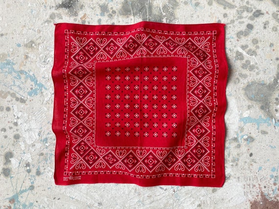 50s Vintage Elephant Cotton Bandana | Turkey Red