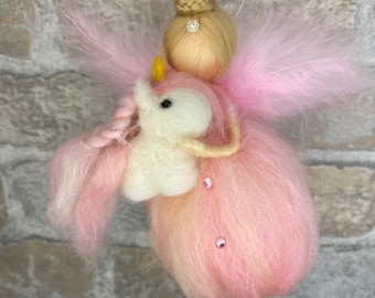 Fluffiges Einhornelfchen, Einhorn, Fee, Elfe, Filz, Waldorf, Geschenk, Glitzer, Kinder, inneres Kind