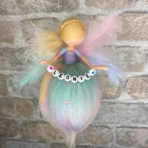 Fluffiges Einhornelfchen mit Wunschnamen, Einhorn, Fee, Elfe, Filz, Waldorf, Geschenk, Glitzer, Kinder, Taufe, Geburt, Engel