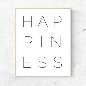 HAPPINESS modern grid minimalist quote wall art - instant download digital print