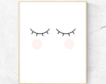 Blink Cheeks Eyelash Wall Art, Nursery Wall Art, Child's Room Wall Art, Lashes - Instant Download