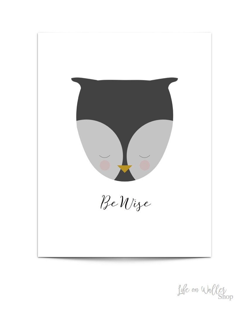 Be Wise Owl Wall Art Nursery Wall Art Child's Room Wall Etsy