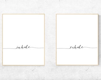 Inhale Exhale Wall Art Prints - Digital Prints, Instant Download - Home decor, wall art, print.