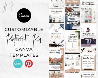 Pinterest Pin Canva Templates Fully Customizable - High Converting Pin Graphic Templates for Bloggers (Design #3)