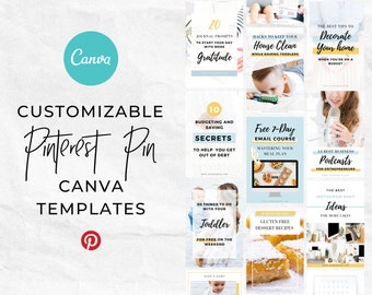 Pinterest Pin Canva Templates Fully Customizable - High Converting Pin Graphic Templates for Bloggers