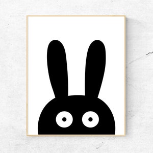 Monochrome Black  Bunny Wall Art, Nursery Wall Art, Child's Room Wall Art, Nursery decor - Instant Download