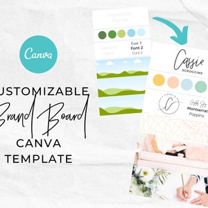 Brand Board Canva Template - Fully Customizable Branding Mood Board | Style Guide