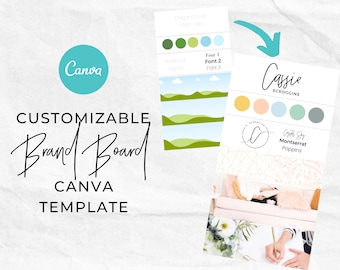 Brand Board Canva Template - Fully Customizable Branding Mood Board | Style Guide