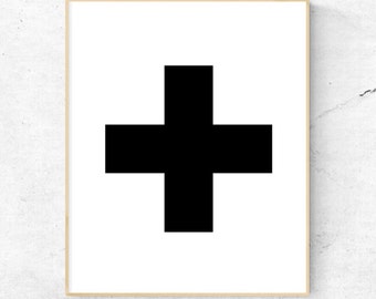 Black Cross Wall Art - Digital Print, Instant Download - Home decor, wall art, print.