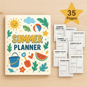 Kids Summer Planner | Printable Activity Journal | Fun Weekly Plans for Kids | Goals and Habits | Digital Download