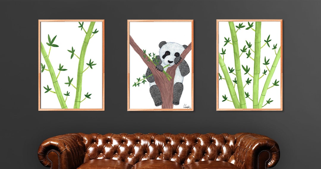 Watercolor Baby Panda Print Set, Panda and Bamboo Art (digital Download ...