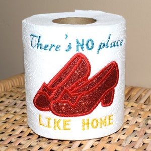 Instant Download: Red Slippers, No Place Like Home Toilet Paper Machine Embroidery Applique Design File + TP Hooping Instructions