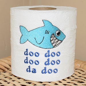 Instant Download: Shark, Baby, Mommy, Daddy, Doo Doo Toilet Paper Machine Embroidery Design + TP Hooping Instructions