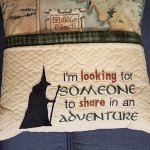 Instant Download: Wizard, "I'm Looking for Someone to Share in an Adventure" Reading Pillow Machine Embroidery Design BUNDLE