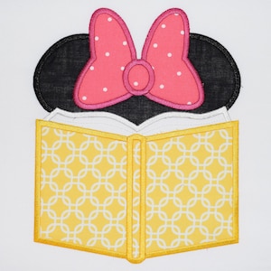 Instant Download: Girl Mouse Reading a Book Machine Embroidery Applique Design 3 Sizes