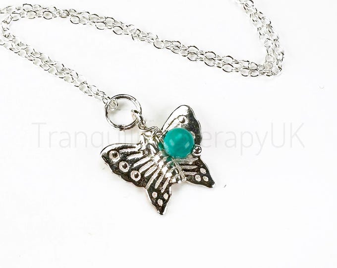 BUTTERFLY Necklace, Sterling Silver, Birth Month, Incl Card Birthstone Gift. Jewellery,Birthstone Necklace Butterfly Gifts,Optional Gift Box