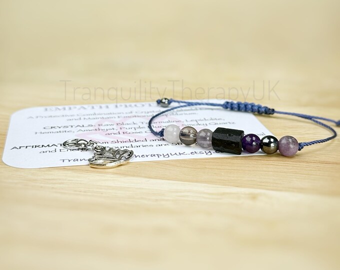 Empath Bracelet. Aura Shield. Raw Black Tourmaline. Disperse Negative Energy. Positivity. Empath Protection. Good Luck. Stability. Strength.