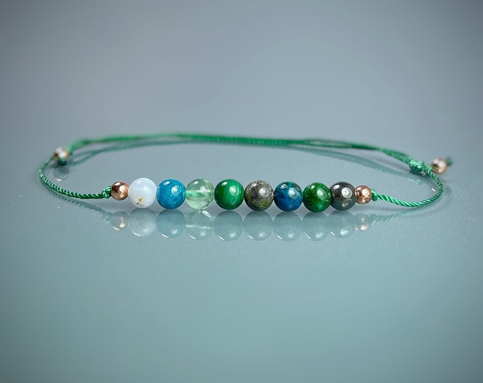Arthritis Anklet. Arthritis Awareness Anklet. Meditation Anklet. Yoga Anklet. Bloodstone. Copper. Fluorite. Genuine Malachite. Apatite.
