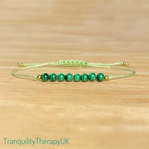 Dainty Malachite Bracelet: Minimalist Gemstone Jewelry
