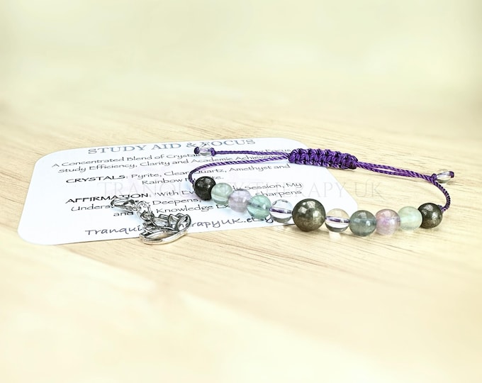 Students Study Aid Bracelet. Concentration & Mental Focus. Memory. Exams. Clear Thinking. Clarity. Mind Focus. Fluorite. Pyrite. Rock Quartz