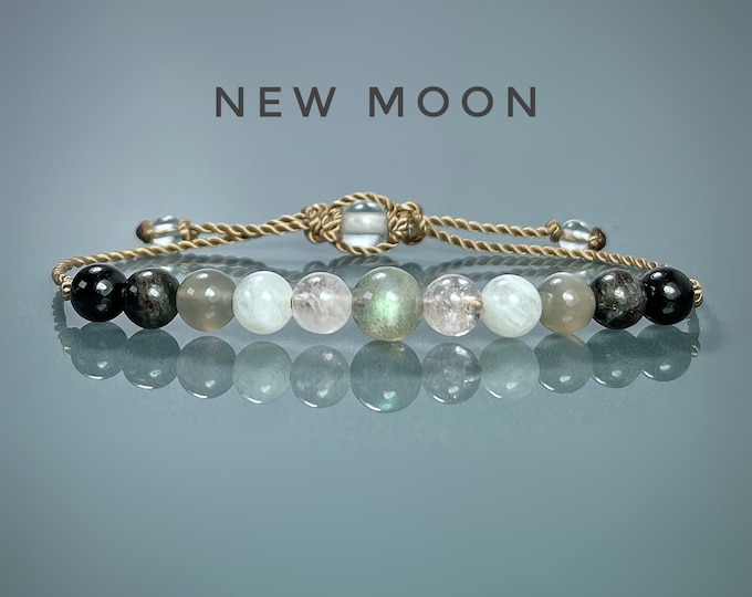 New Moon Crystal Bracelet: Labradorite, Kunzite, Moonstone