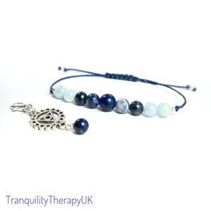 Lapis Lazuli Throat Chakra Bracelet: Aquamarine, Kyanite & Sodalite