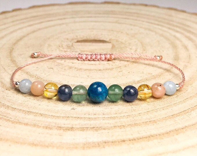 Motivation, Energy, Focus & Intention Bracelet. Bring Courage and Confidence. Setting Goals. Aura Crystals. Clear Thinking. Blue Apatite.