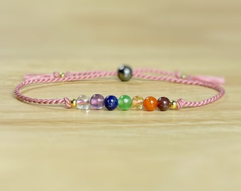 Gemstone 7 Chakra Bracelet: Reiki Healing, Meditation Jewelry
